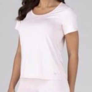 SHEEX Sz M Women’s Cutout Tee Blush Pink